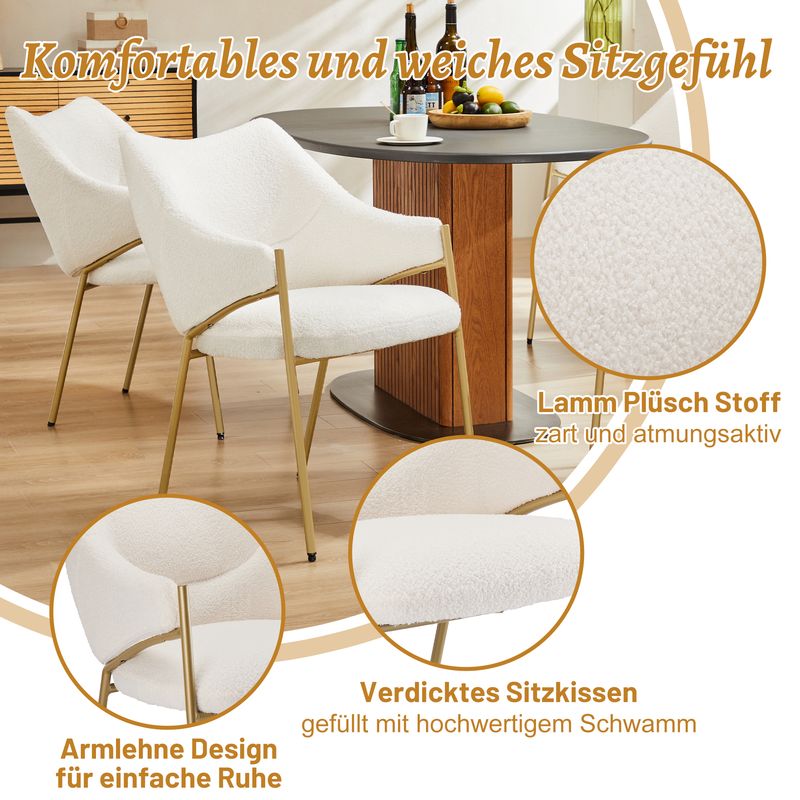 6er Set Loungesessel Aus Lamm Plüsch Stoff, Beige_voghion.com