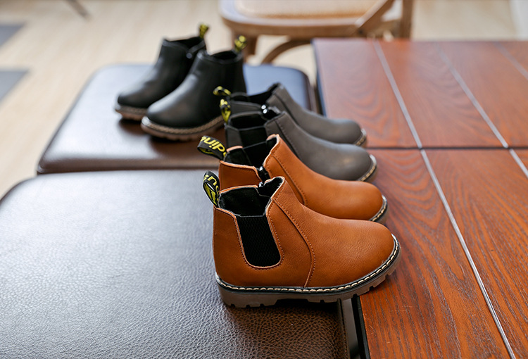 Chaussures en cuir pour garçons et filles, bottes courtes simples, Martin, Style britannique, nouvelle collection printemps et automne 2023_voghion.com