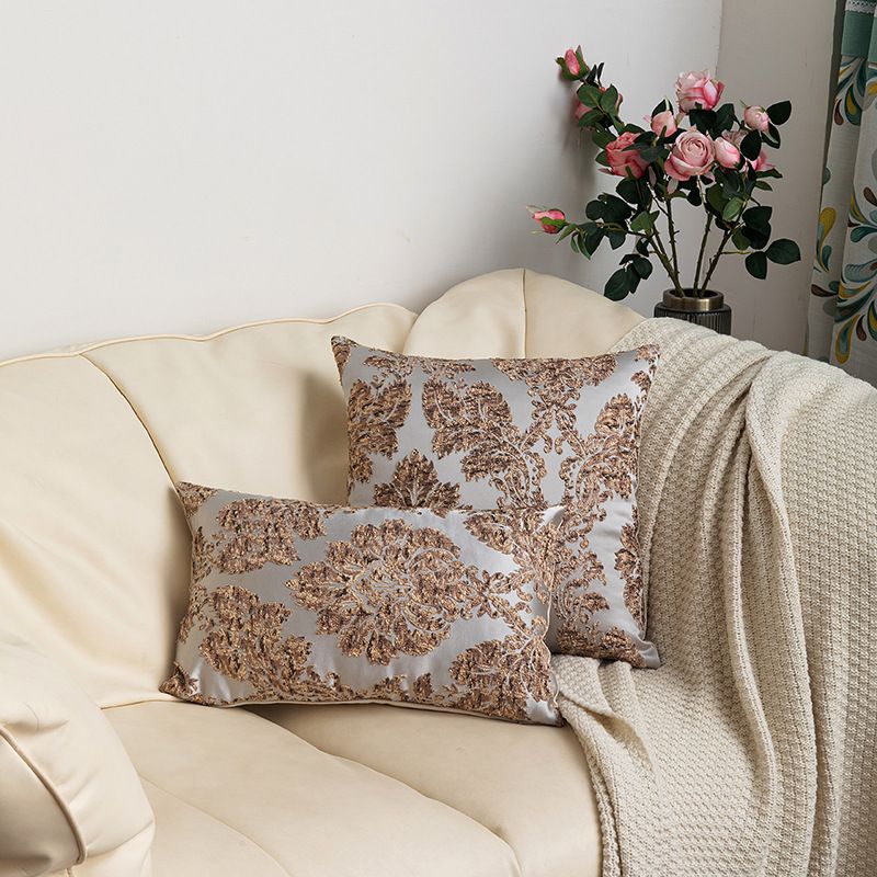 Housse de coussin de canapé en jacquard classique de luxe de style européen, grand motif, décoration de la maison, modèle de chambre, taie d'oreiller_voghion.com