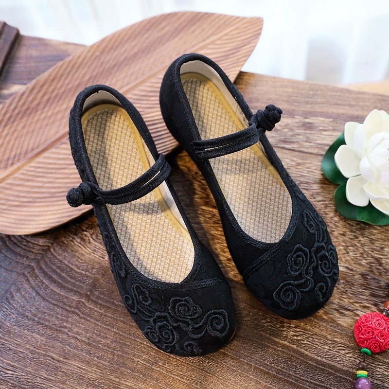 Flache Schuhe mit Kuhsehnensohle, einfarbige Damen-Einzelschuhe für Frühling und Sommer, bestickte Stoffschuhe, Teller_voghion.com
