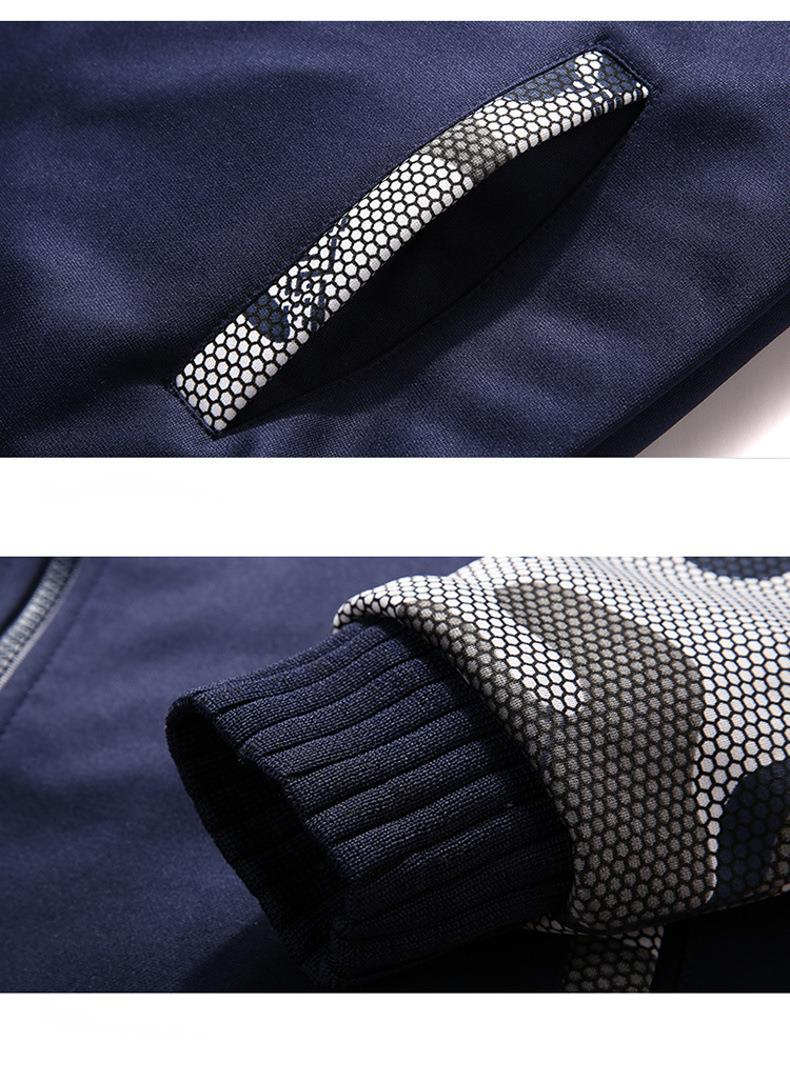 Conjunto casual esportivo de pelúcia masculino de outono e inverno, capuz de camuflagem masculino, suéter quente espesso, conjunto de duas peças_voghion.com