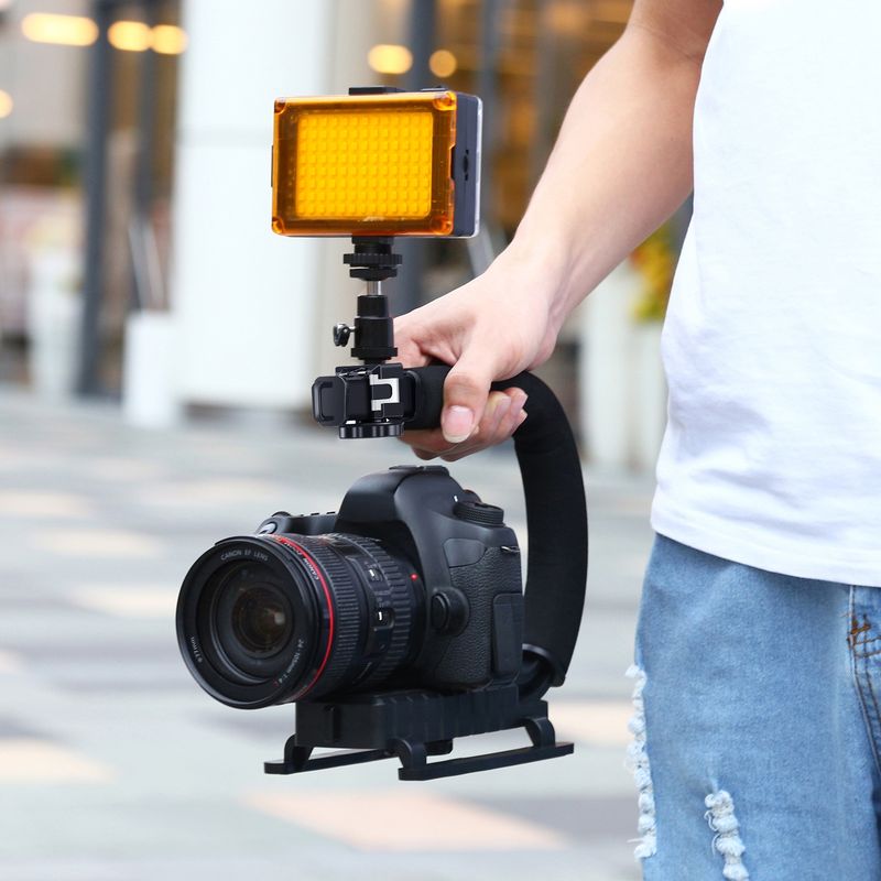 Uchwyt stabilizatora ręcznej lustrzanki Puluz C-Shape ABS do przenośnej kamery DV z uchwytem i stopką zimną do Steadycam U-Grip_voghion.com