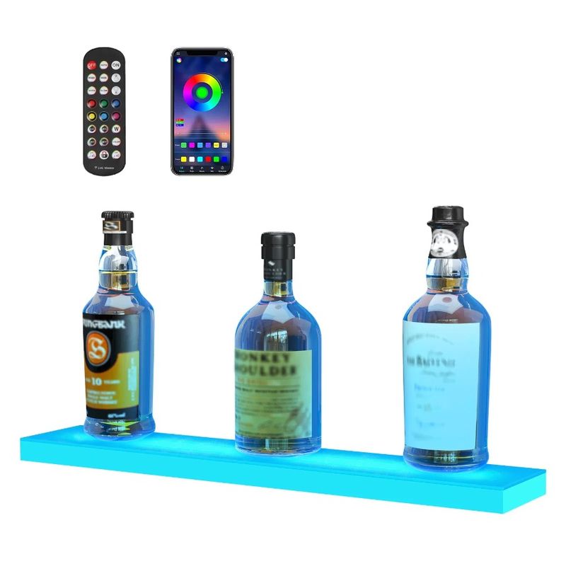 Control App RF Lighted And Bar LED 1Step Bottle 24 Shelf Display Liquor_voghion.com