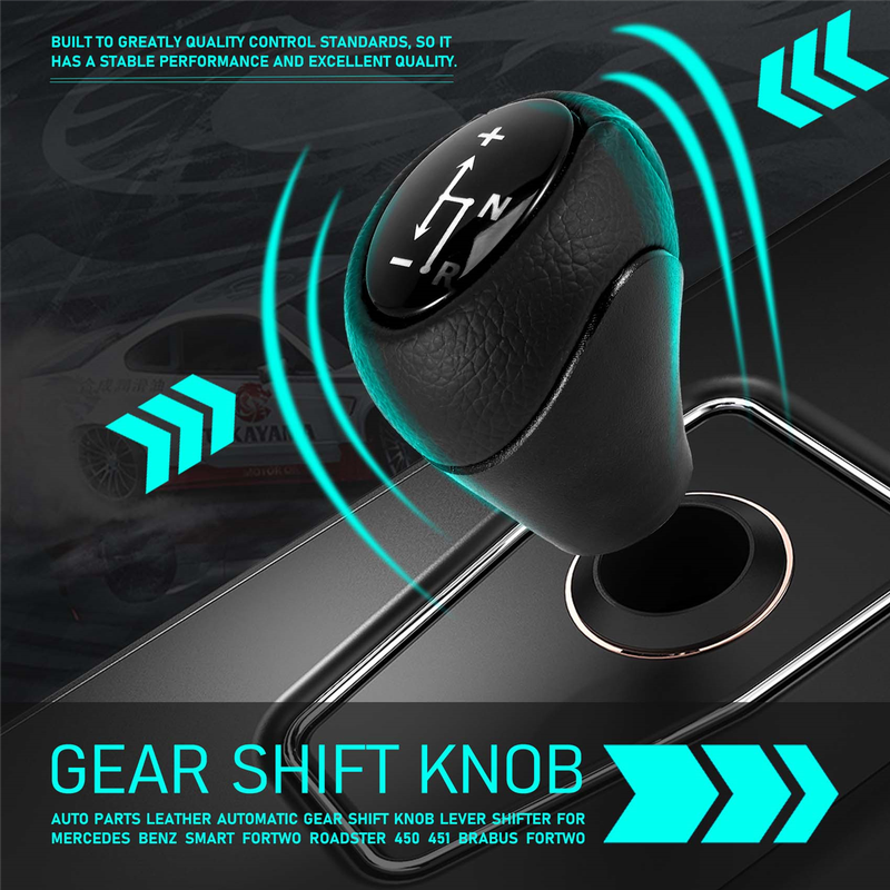 Auto Parts Leather Automatic Gear Shift Knob Lever Shifter For Mercedes Benz Smart Roadster 450 451 Brabus Fortwo_voghion.com