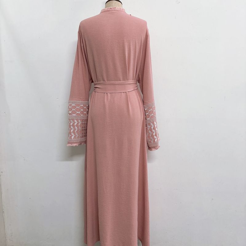 Women's Clothing New Fashion Simple Embroidered Cardigan With Tassels Dress Without Headscarf_voghion.com