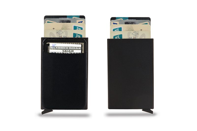Rfid Smart Carta di credito Halter Metal Slim Pop Up Minimalistischen Männer Briefschen Schwarz Männlichen Geldbörse Geld_voghion.com
