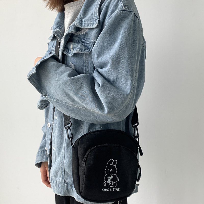 Borsa a tracolla piccola in tela con coniglio carino da donna, casual, per studenti, ragazze, borse a tracolla, vintage, da donna, borsa per telefono, borsa a tracolla_voghion.com