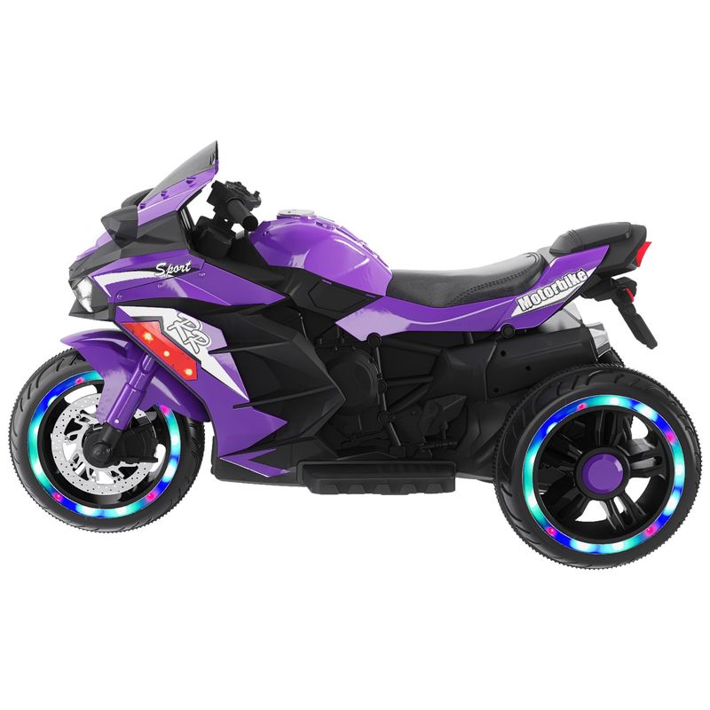 Electric Motorcycle For Kids, 12V Battery Powered Ride On Toys, 3 Wheels Motorcycle With LED Lights, Bluetooth Music,Violet_voghion.com
