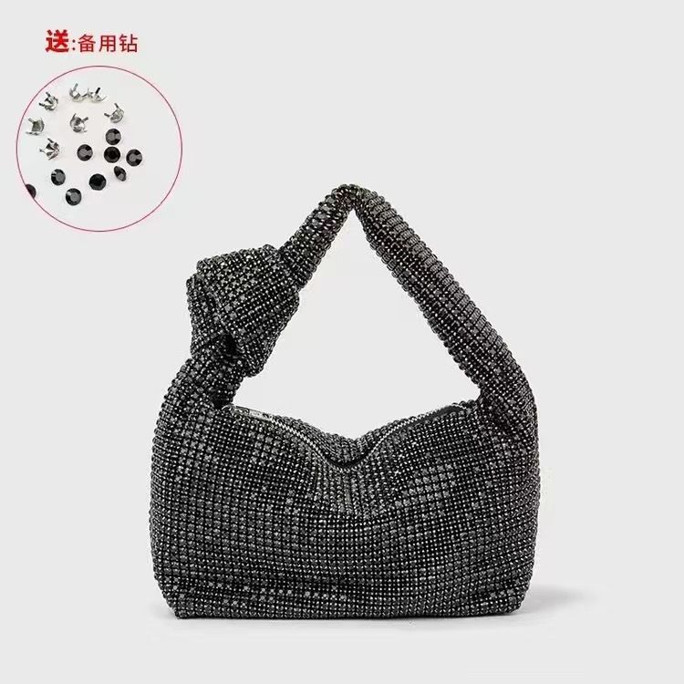 Borsa da sera a mano per donna 2024, nuova borsa a tracolla piccola di alta gamma con catena di strass, versatile_voghion.com