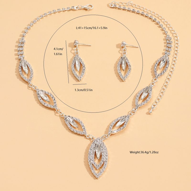 Set di collana e orecchini a goccia in argento - Gioielli in cristallo con strass Sky Eye per ragazze, regalo di alta qualità composto da 2 pezzi_voghion.com