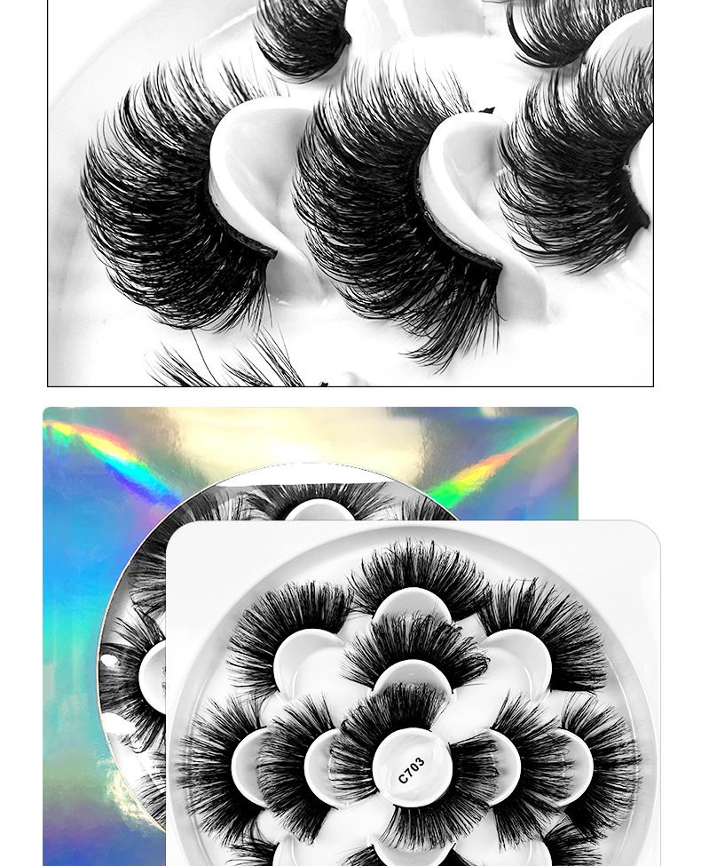 False Eyelashes Natural 3D Three Dimensional Multi Layer Thick Curled False Eyelashes 7 Pairs Of Simulation Long Eyelashes_voghion.com