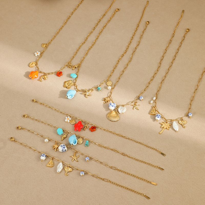 Charme armbanden ketting sieraden oceaan stijl vakantie strand wind kwast zeester schelp hanger ketting_voghion.com