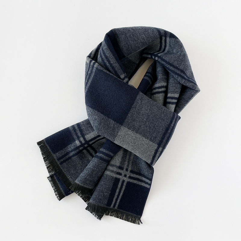 Sciarpa calda da uomo in lana spessa autunno inverno, semplice e alla moda scialle in cashmere in stile britannico_voghion.com