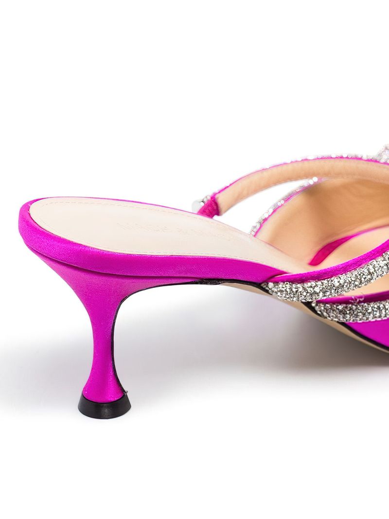 Schwarze Pantoletten mit Schleife und Strasssteinen und hohem Absatz für Damen – Slip-On-Sandalen mit spitzer Zehenpartie für Damen_voghion.com