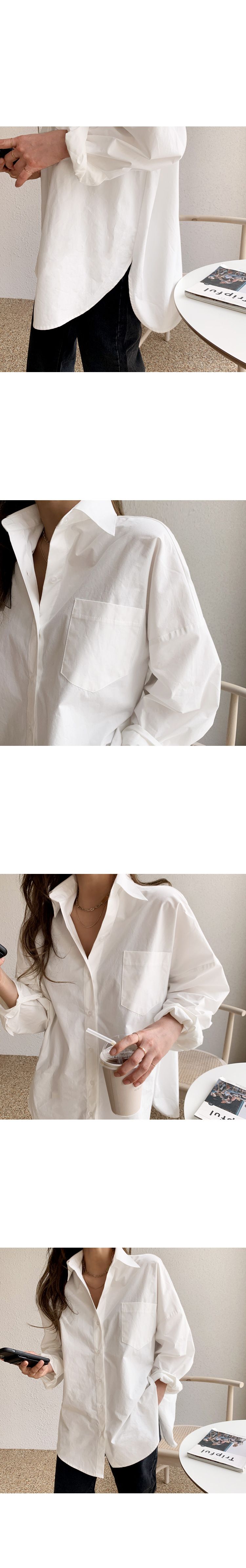 Weißes Langarmshirt für Damen, lockere Passform, neues koreanisches Design im Frühjahr 2024, mittellanges Oberteil_voghion.com