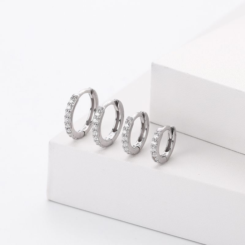 Damenschmuck, Sterlingsilber, mit Zirkonia besetzte Creolen – klassisches geometrisches Design, hypoallergen, Größen 5–9 mm, klassischer Ohrknochenverschluss_voghion.com