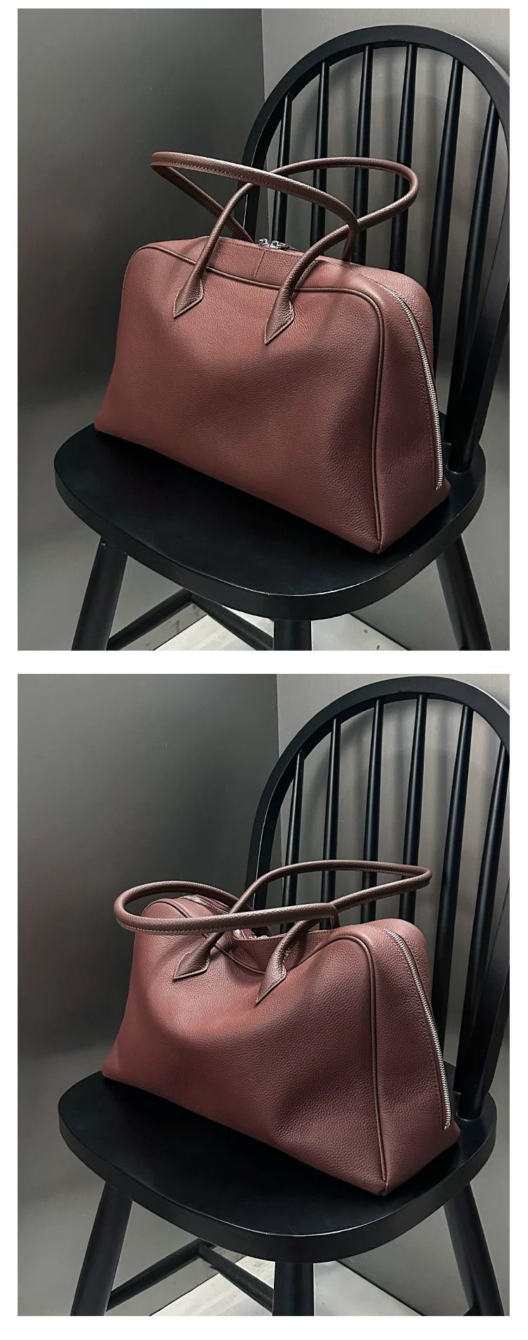 Minimalistischer Stil Leder 2025 New Boston Große Kapazität Kopfschicht Rindsleder Unterarm Tote Schultertasche_voghion.com