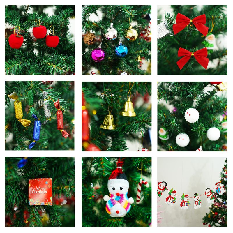 5 ft Artificial Christmas Tree with LED Energy-Saving Lights, Includes 109 Pendants, Tree Skirt, and Guardrails_voghion.com