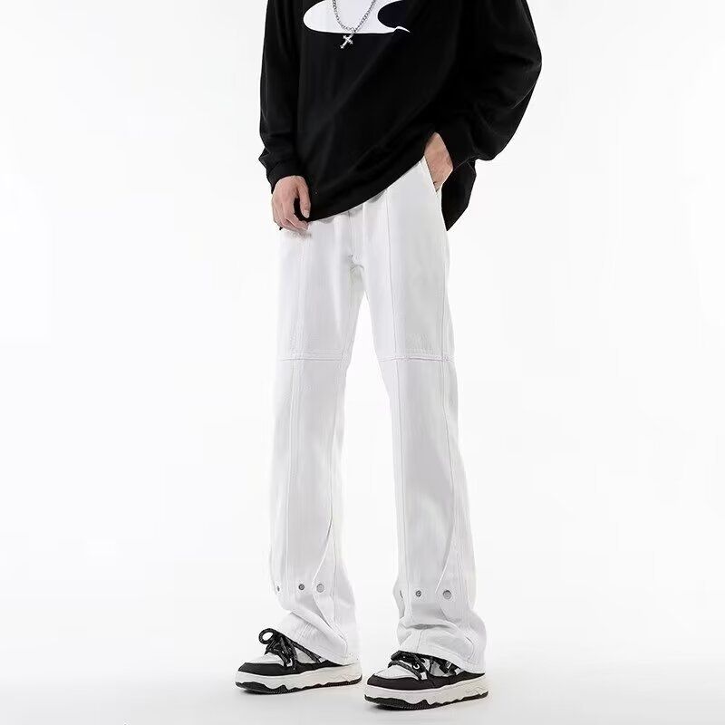 Bitte beachten Sie die Größentabelle! Please refer to the size chart in the picture American haute couture buttoned black jeans Instagram trendy _voghion.com