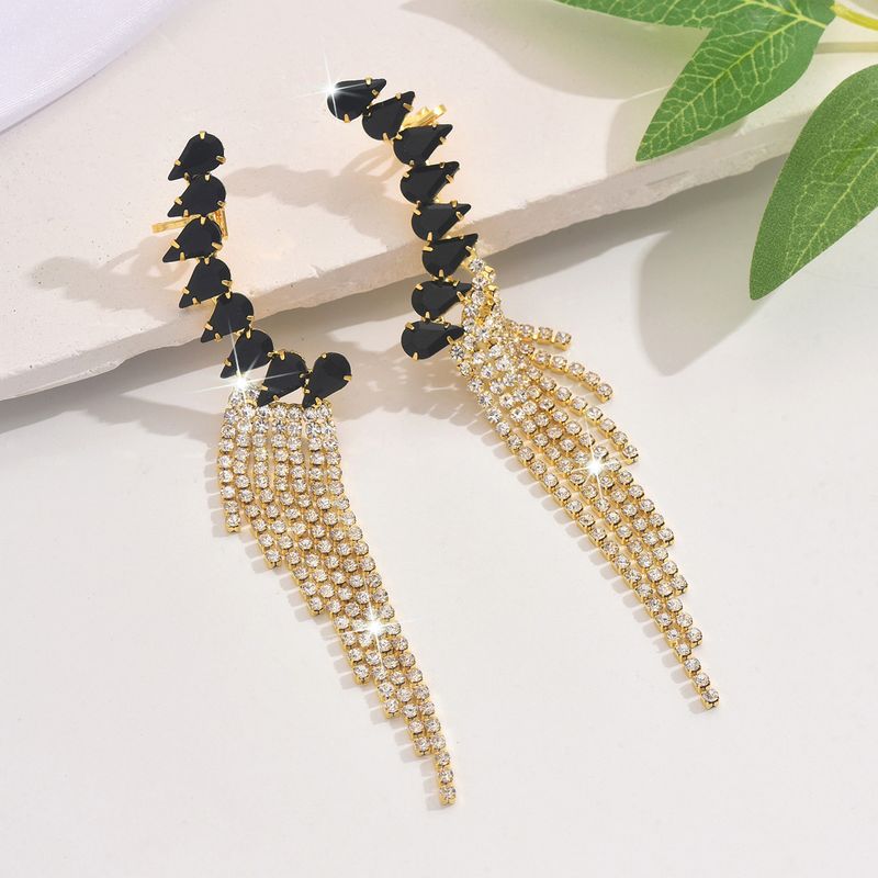Unisex Earrings Personalized Tassel Earrings Fashionable Temperament Super Flash Diamond Claw Chain Earrings_voghion.com
