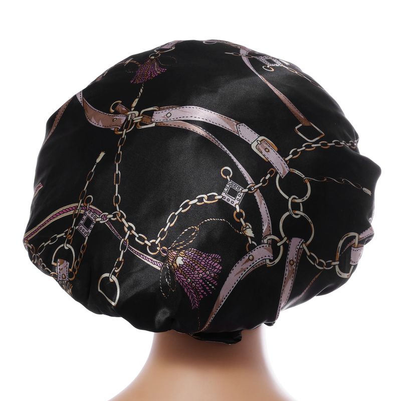 Double Layer Plant Print Nightcap - Spring Floral Design With Breathable Cotton Layers For Comfortable Sleep_voghion.com