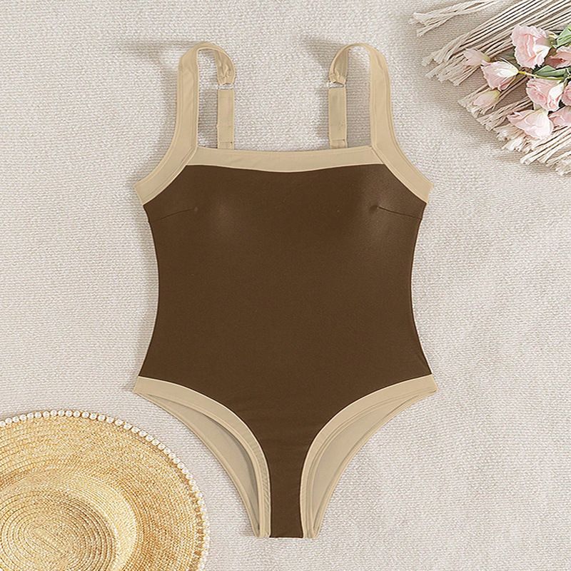 Costume da bagno intero sexy da donna - Design snellente con copri ventre, colori coordinati europei e americani, per spiaggia e sorgenti termali_voghion.com