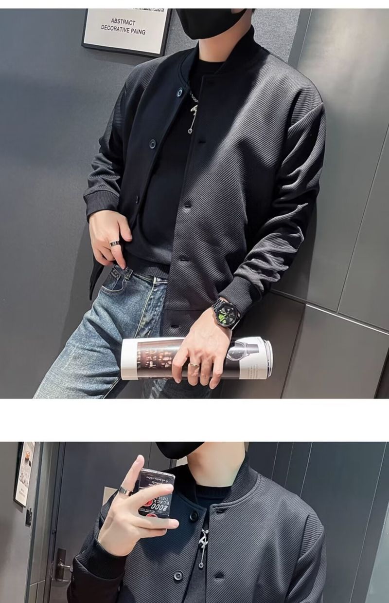 Men's Stylish Baseball Jacket With Hood - Corduroy & Rabbit Fur Blend, Slim Fit Stand Collar Casual Coat For Autumn, Green/Khaki/Black_voghion.com
