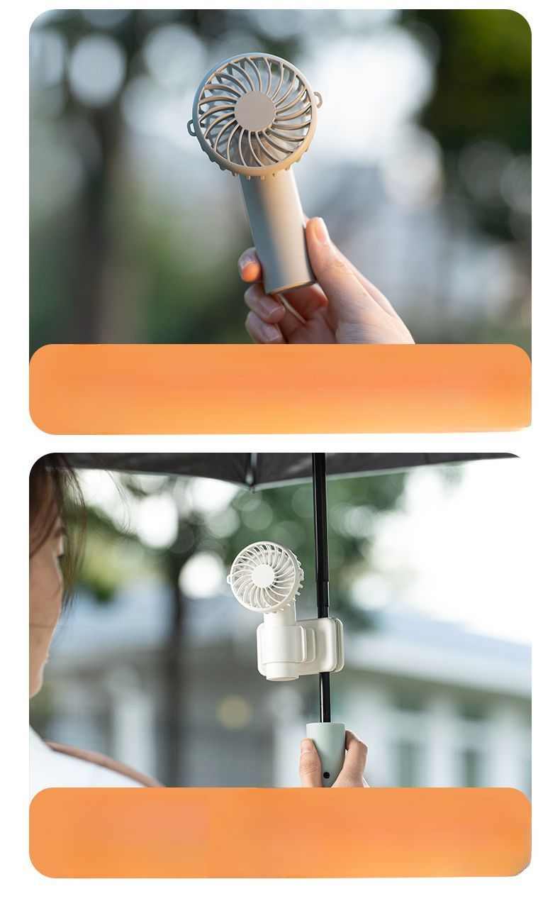 Tragbarer Handheld-Ventilator für Reisen im Freien, USB, wiederaufladbar, starker Wind, Desktop, kleiner Taschenclip, Regenschirm, Mini-Ventilator_voghion.com