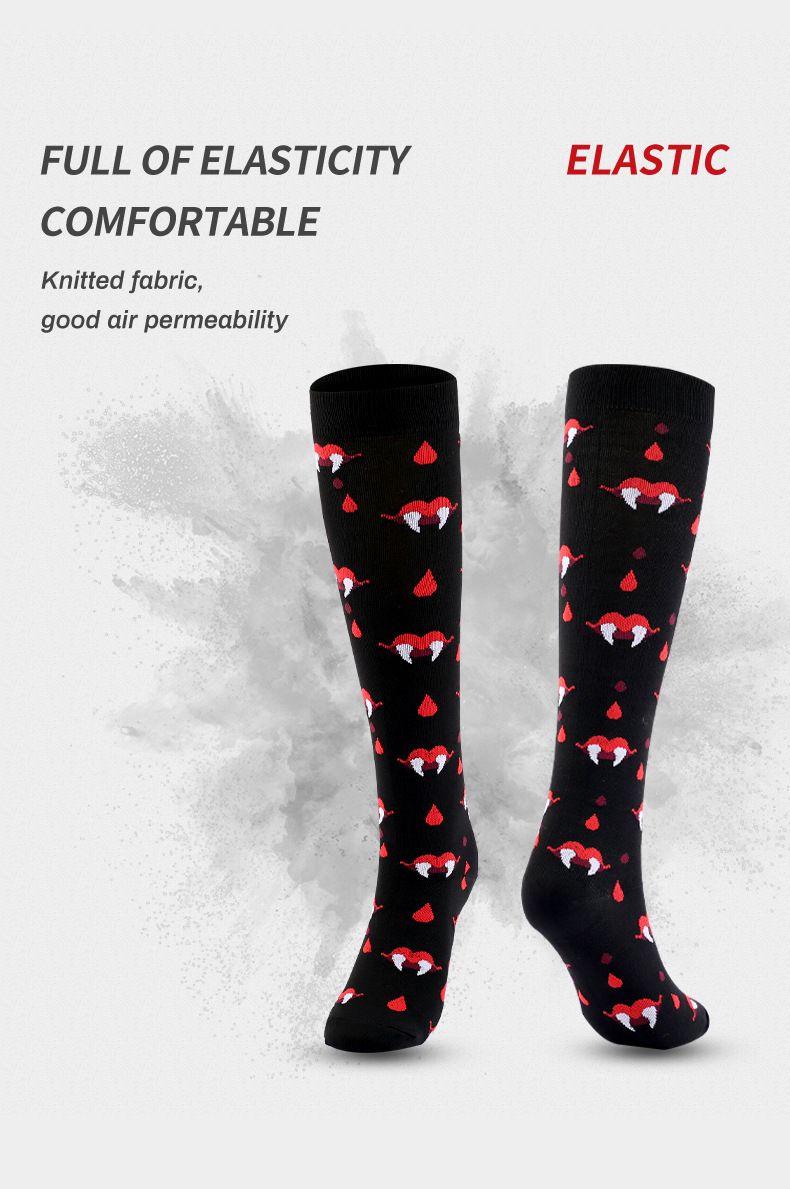 outdoor sports cycling compression socks for men and women multi color running elastic calf socks Halloween pressure socks_voghion.com