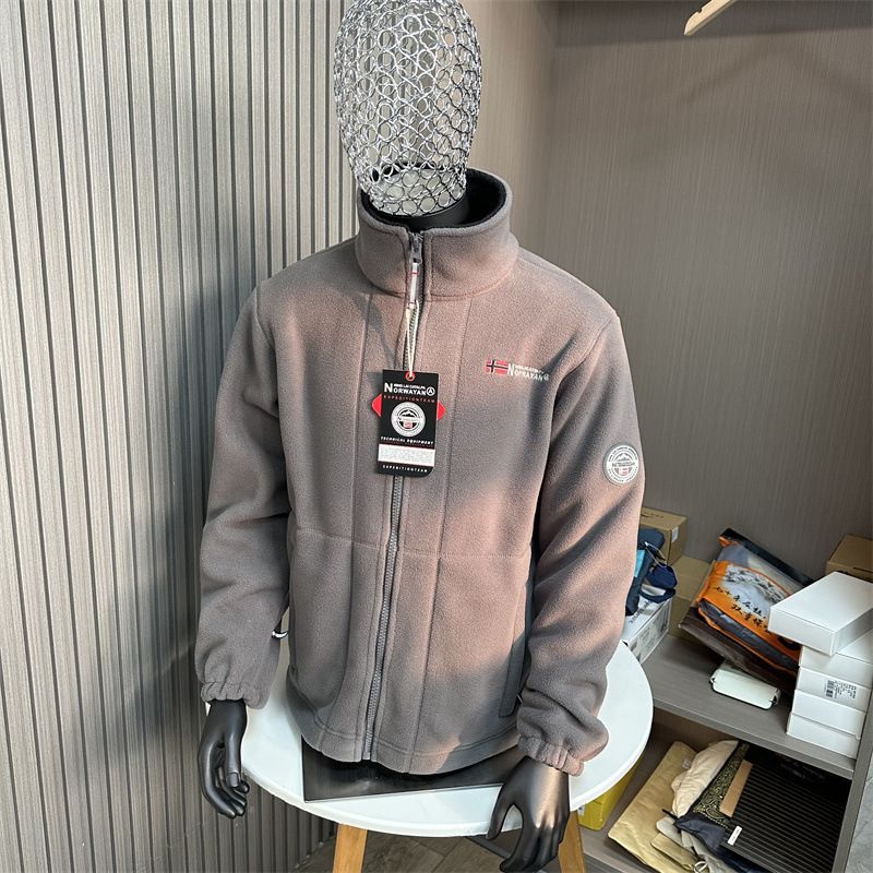 Geeignet für alle Jahreszeiten 8789 Norway Gefütterter, verdickter Herbst-Winter-Herren-Fleece-Jackenmantel mit warmem, kältebeständigem Polar-Stehkragen_voghion.com