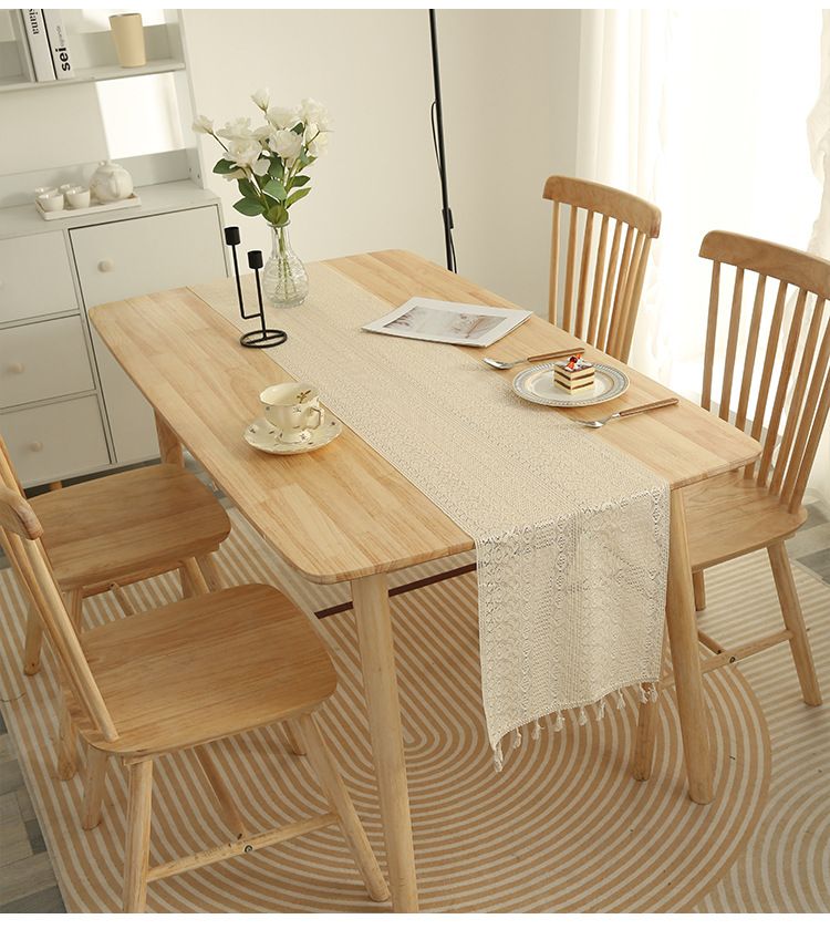 Retro Table Flag Palace Lace Hook Flower Polyester Cotton Tassel Lace Placemat Dining Table Side Cabinet_voghion.com