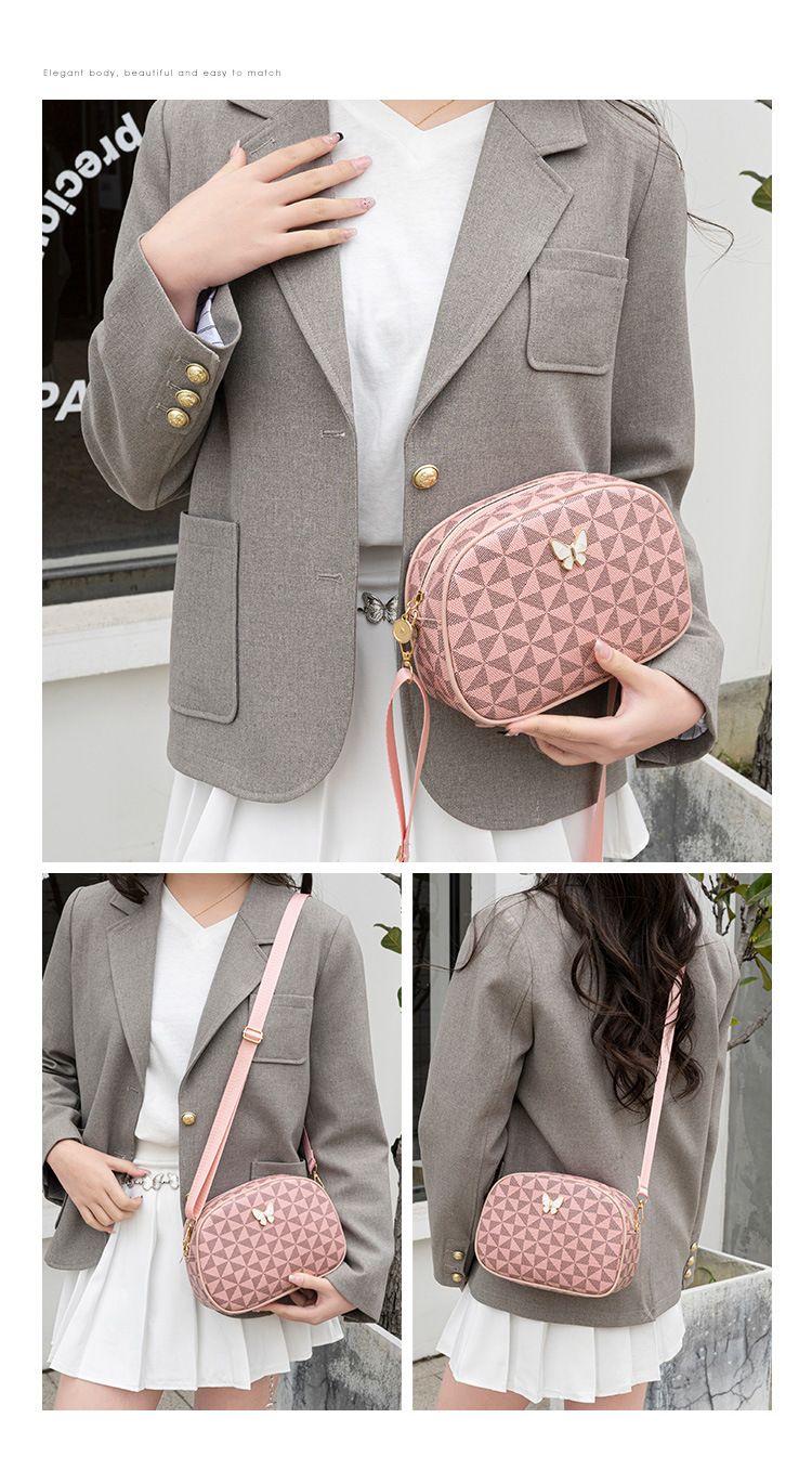 Mit Schmetterlingen verzierte Kameratasche für Damen – Schulter-Umhängetasche mit geometrischem Aufdruck_voghion.com