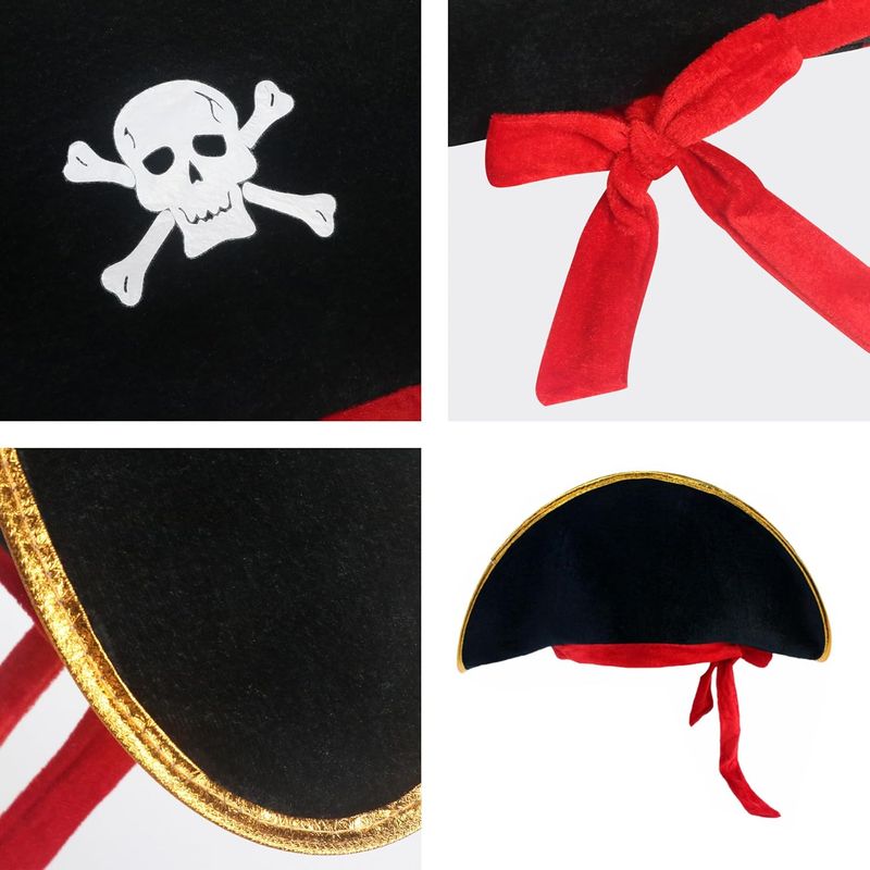 2-Pack Pirate Hats - Skull Print Caribbean Costume For Halloween Party, Adjustable_voghion.com