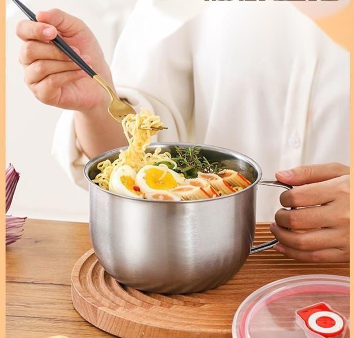 Stainless Steel Student Thickened Fast Food Lunch Box With Lid Household Instant Noodle Cup Soup Bowl Set Large Capacity_voghion.com
