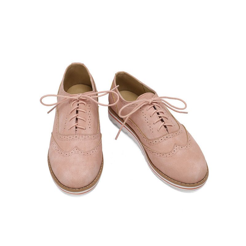 Damenschuhe Brogue Burnt Flower Frühling und Herbst Neue mattierte flache Sohle Schnürschuhe im Retro-Stil Lässige Damenschuhe Lederschuhe_voghion.com