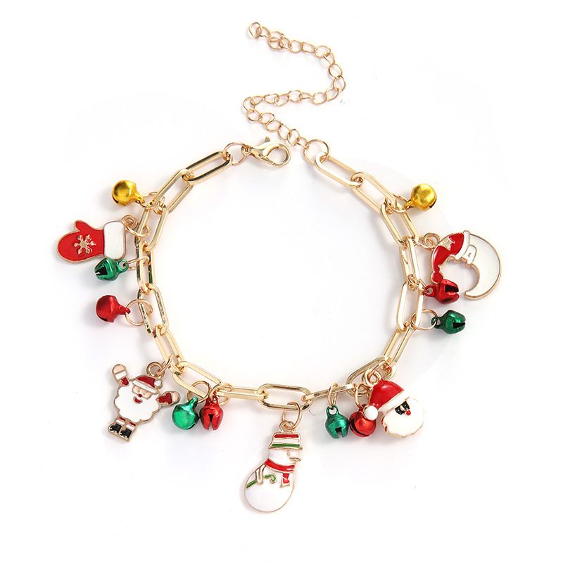 Bracelets à maillons et chaîne en argile souple en alliage avec sapin de Noël et élan mignons_voghion.com