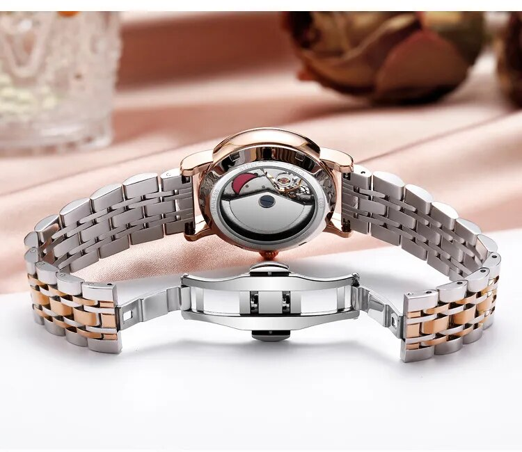 Drehbare Blumen Weibliche Uhr Frauen Top Marke Luxus Mode Mond Phase Wasserdicht Dame Automatische Mechanische Uhren Reloj_voghion.com
