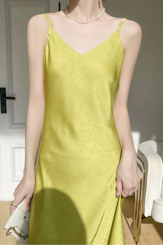 French Dress 25 Years Mulberry Silk Summer Women's High-End Temperament Suspender Base Acetate Satin Long Skirt_voghion.com
