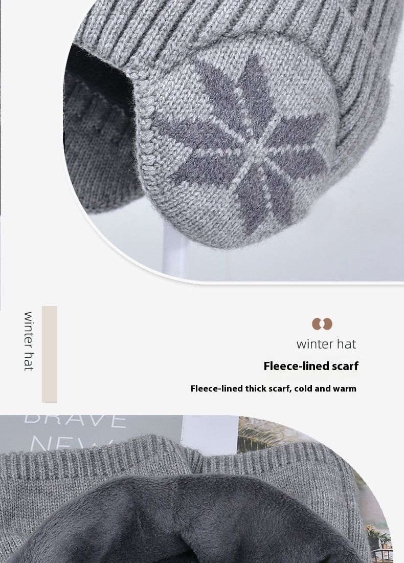 Children's Hat Winter Velvet Neck Set Knitted Wool Hat Men's and Girls' Warm Ear Protection Hoodie Head Cap_voghion.com