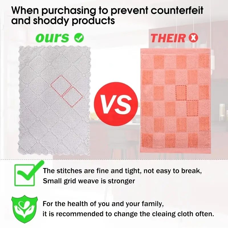 10pcs Thickened Cationic Rag, Coral Fleece Household Absorbent Non-shedding Dishwashing Cloth, Double_voghion.com