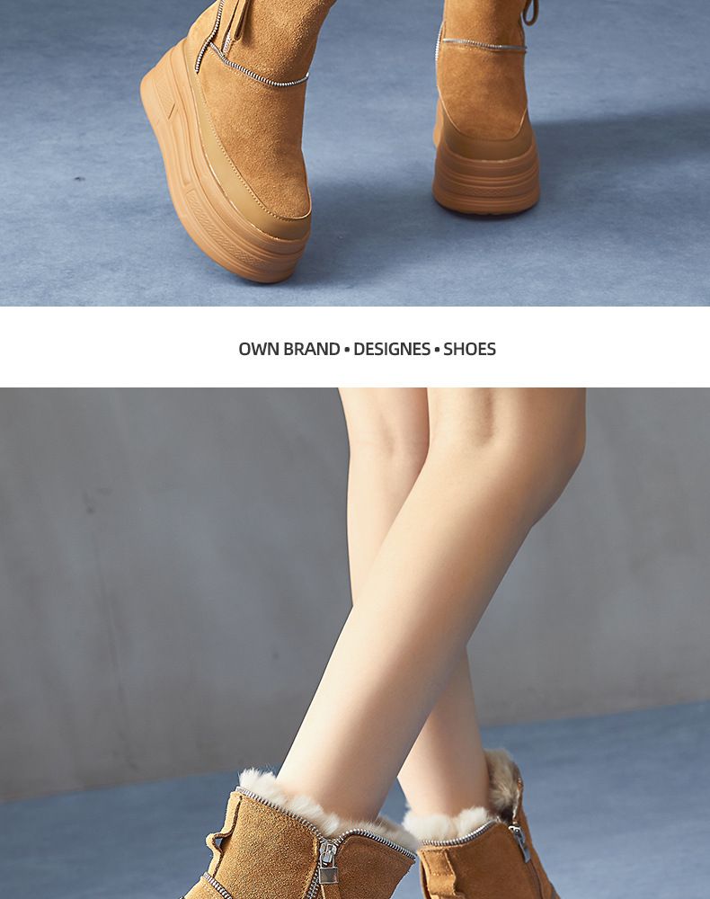 Women's Shoes Now Boots New Thick Cotton Shoes Thick Sole Warm Inner Height Increase Winter Plus Fleece_voghion.com