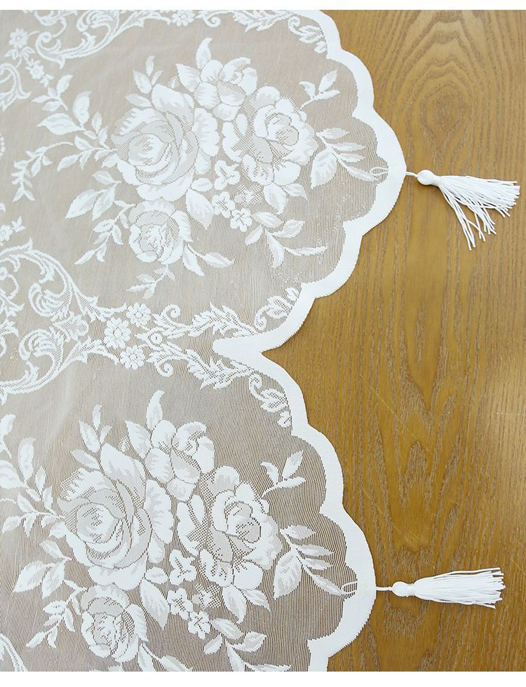 Rideau de porte bohème en dentelle rose avec pompons – Panneau en voile transparent pour chambre, bureau, entrée, cloison décorative filtrant la lumière_voghion.com