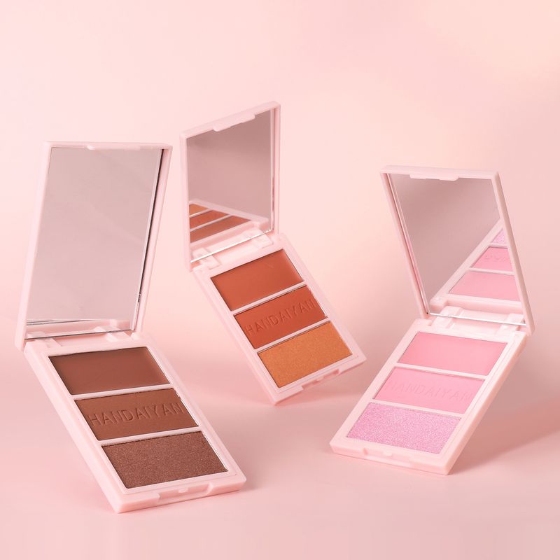 HANDAIYAN Multi - Functional 3 - Color Blush Palette - Blush, Highlighter And Contour Palette For Face Brightening_voghion.com