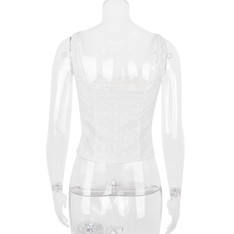 Canotta corta sexy da donna in cotone e canapa jacquard speziato con canotta allacciata al collo_voghion.com
