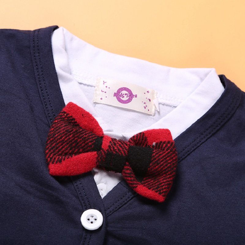 Ropa para niños Vestido de caballero para niños Traje de mezclilla Chaqueta de manga larga para niños Camiseta corta de algodón Jeans Traje de tres piezas_voghion.com