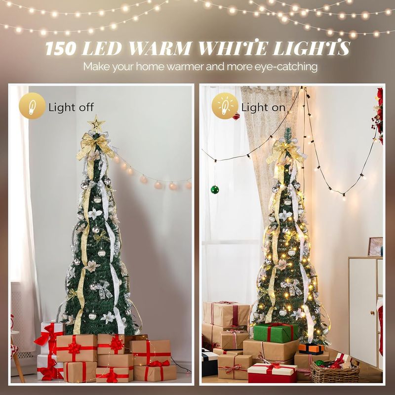 Kerstboom 3ft 10ft opvouwbare kerstboom met lampjes en ornamenten boom kerstversiering_voghion.com