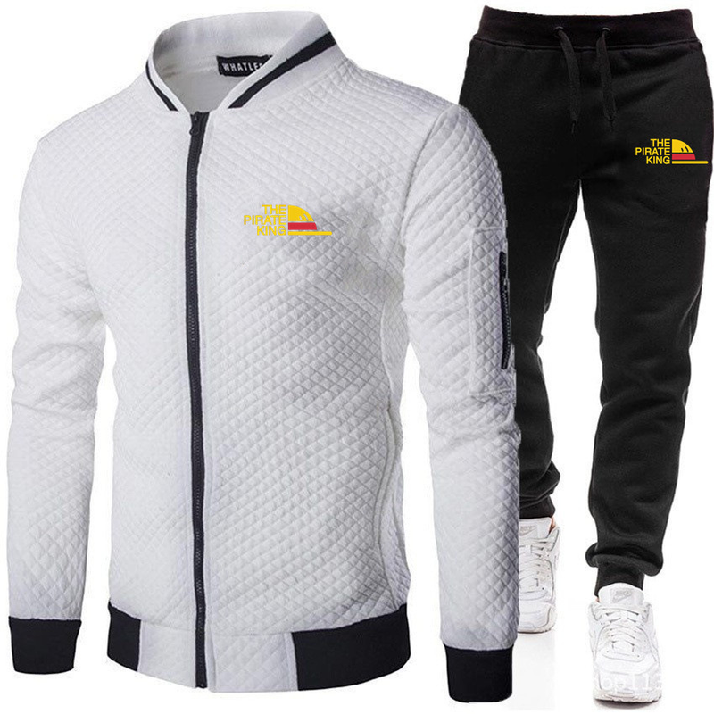 Fashion Sweater Zipper Standing Collar Sweater Jacket Men's Casual Plaid Cardigan Print Set_voghion.com