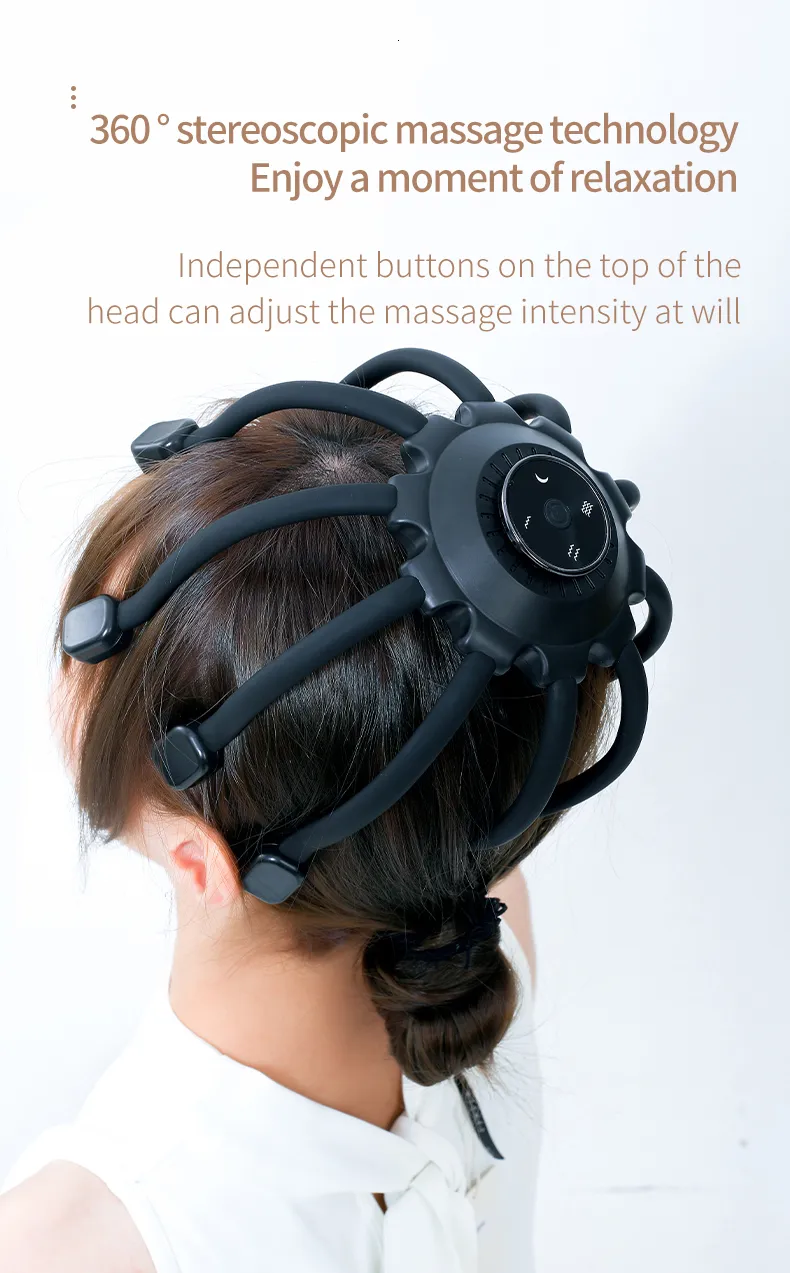 Kopfmassagegerät Octopus Kopfhaut Kopfmassagegerät Elektrisches Massageinstrument mit Bluetooth-Musikvibration zum Entspannen von Stress_voghion.com