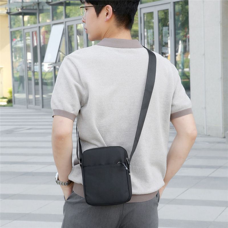 Borsa a tracolla leggera casual da uomo, piccola, quadrata, personalizzabile, tinta unita_voghion.com