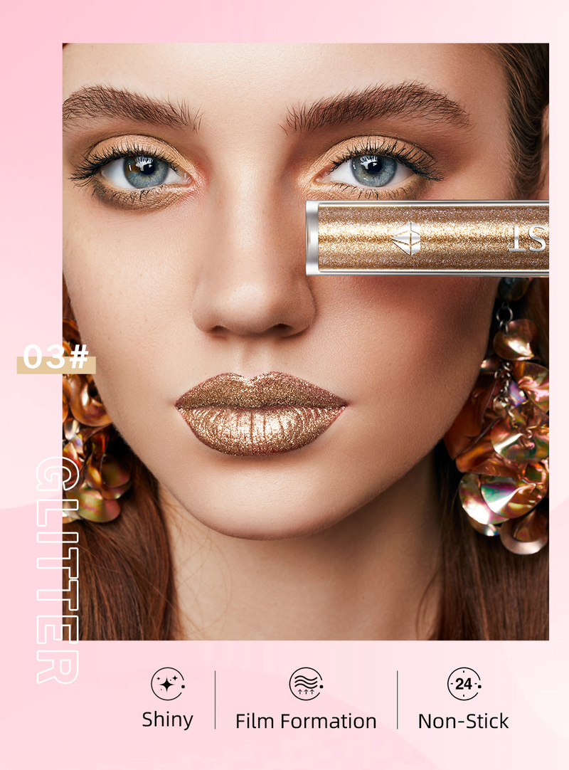 carina QIBEST Lipstick Liquid eye shadow Dual purpose Set Durable and Easy Coloring Pearl Light Shiny Lip Makeup_voghion.com